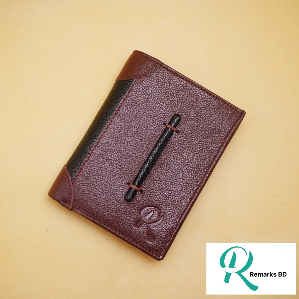 Brown/Black Color - Remarks BD with 100% Genuine Leather wallet (BLACK)